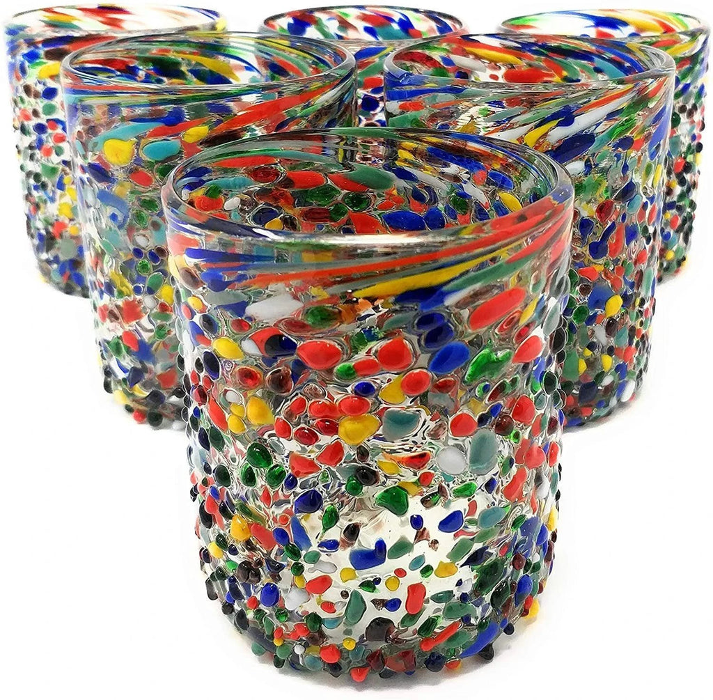 Confetti Rock Tumbler Glasses - Set of 6 (10 oz each) by Dos Sueños