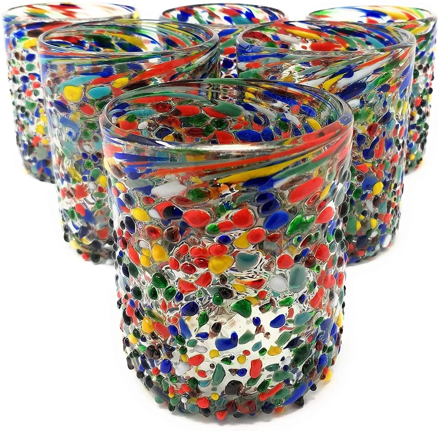 Confetti Rock Tumbler Glasses - Set of 6 (10 oz each) by Dos Sueños