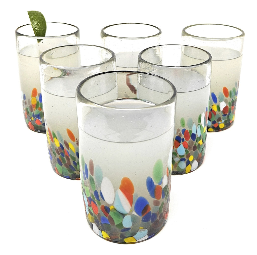 Confetti Carmen Design Drinking Glasses - Set of 6 (14 oz each) by Dos Sueños