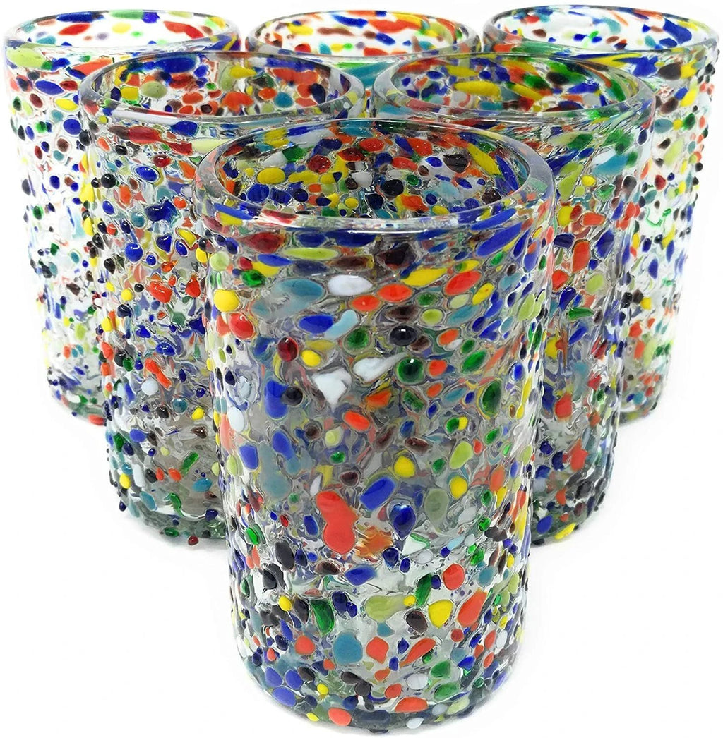 Confetti Rock Design Drinking Glasses - Set of 6 (14 oz each) by Dos Sueños