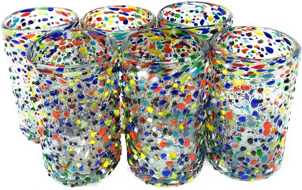 Confetti Rock Design Drinking Glasses - Set of 6 (14 oz each) by Dos Sueños