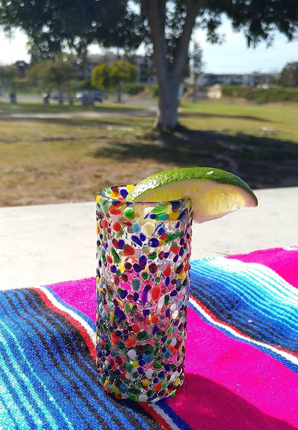 Confetti Rock Tequila Shot Glasses - Set of 6 (2 oz each) by Dos Sueños