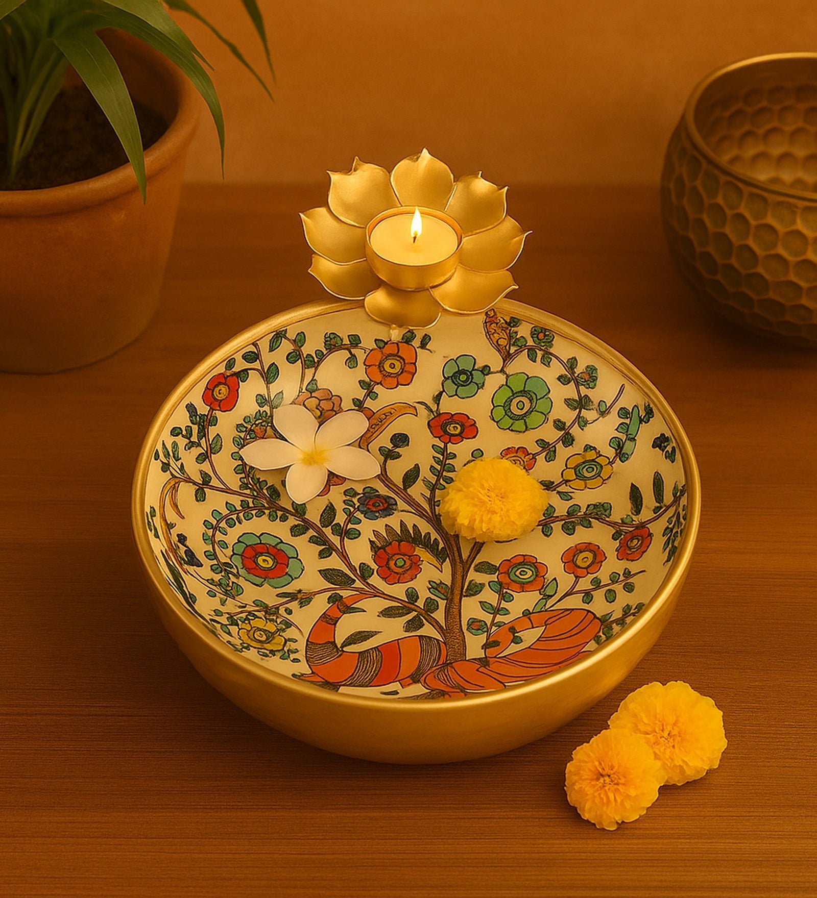 Meena Urli with T-light Holder Festive Decor La Vie Bien Meena Urli with T-light Holder