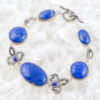 Mehndi Blue Lapis and Sterling Silver Link Bracelet by Barse Jewelry