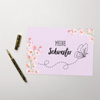 Meine Schwester German sister Greeting card, pink floral butterfly card for German family, blank with envelope Greeting Card La Vie Bien Meine Schwester German sister Greeting card, pink floral butterfly card for German family, blank with envelope