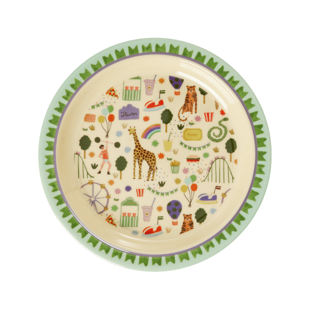 Melamine Kids Plate - Fun Fair Mint Print - by Rice By Rice