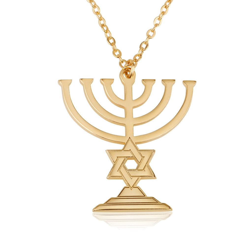 Menorah With Star of David Necklace La Vie Bien Menorah With Star of David Necklace