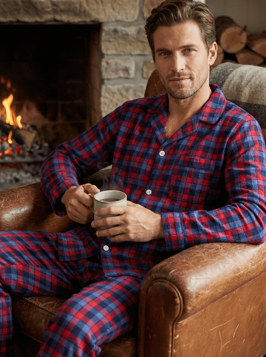 Men's 100% Cotton Flannel Pajama Set pajama-sets La Vie Bien Men's 100% Cotton Flannel Pajama Set