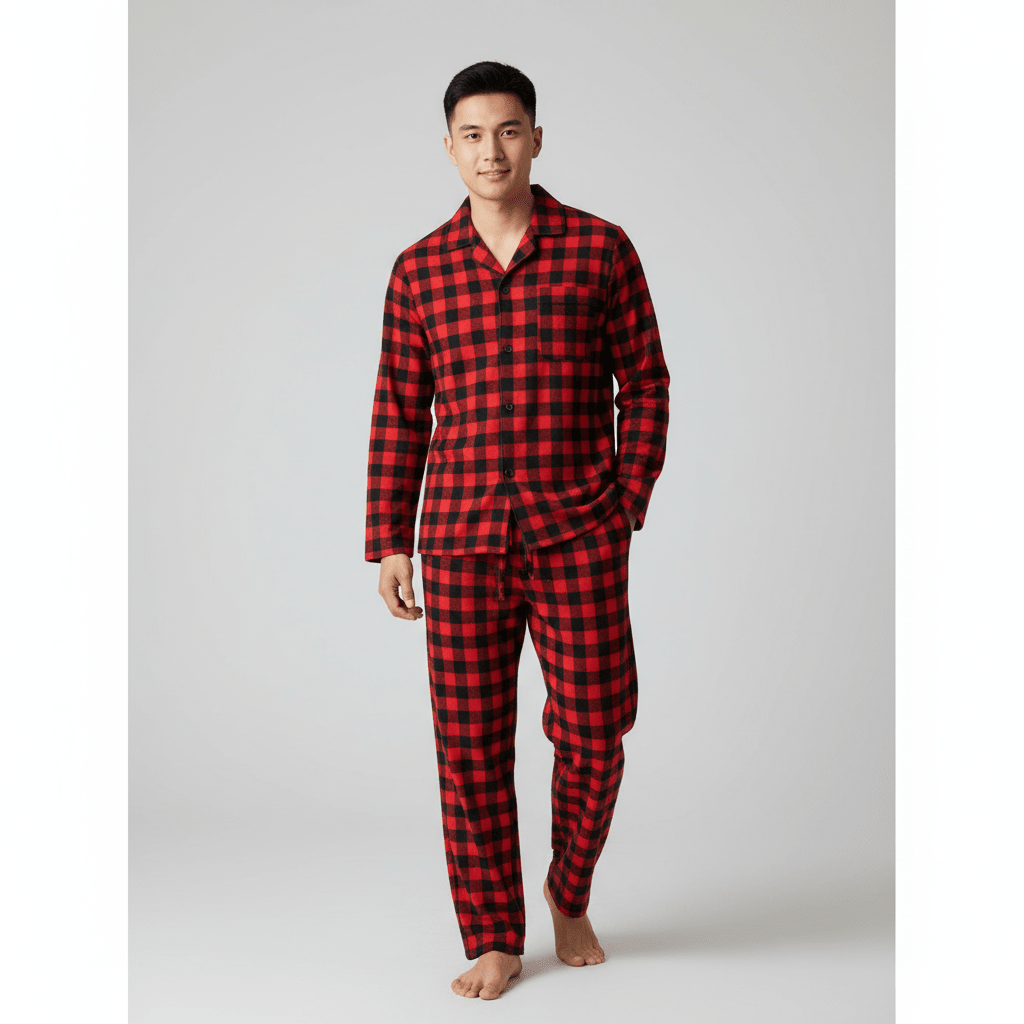 Men's 100% Cotton Flannel Pajama Set pajama-sets La Vie Bien Men's 100% Cotton Flannel Pajama Set