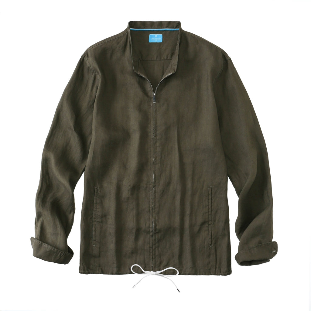 Men's 100% Linen Casual Zip Up Jacket cotton-lightweight-jackets La Vie Bien Men's 100% Linen Casual Zip Up Jacket