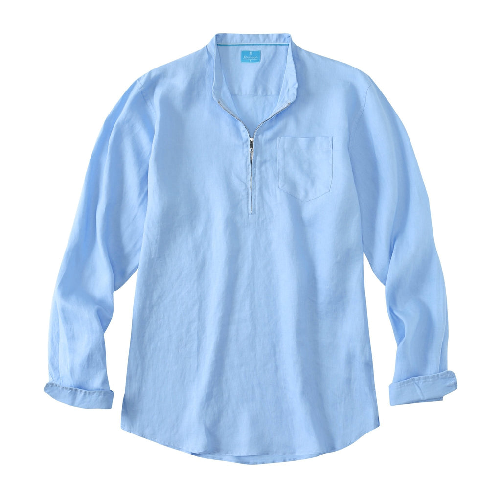 Men's 100% Linen Half-Zip Pullover Shirt button-down-shirts La Vie Bien Men's 100% Linen Half-Zip Pullover Shirt