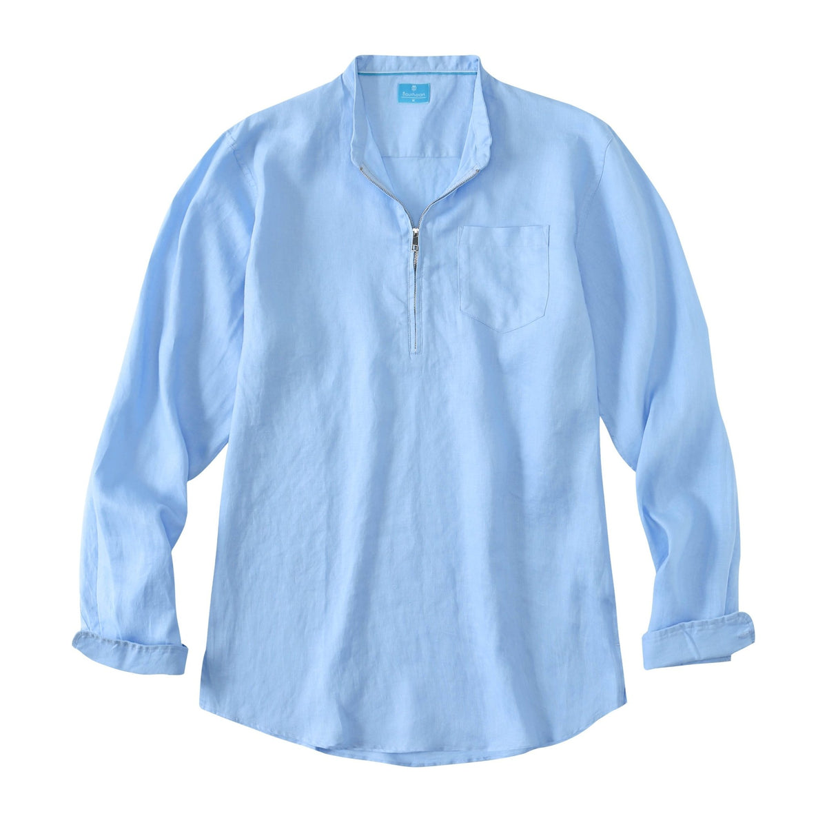 Men's 100% Linen Half-Zip Pullover Shirt button-down-shirts La Vie Bien Men's 100% Linen Half-Zip Pullover Shirt