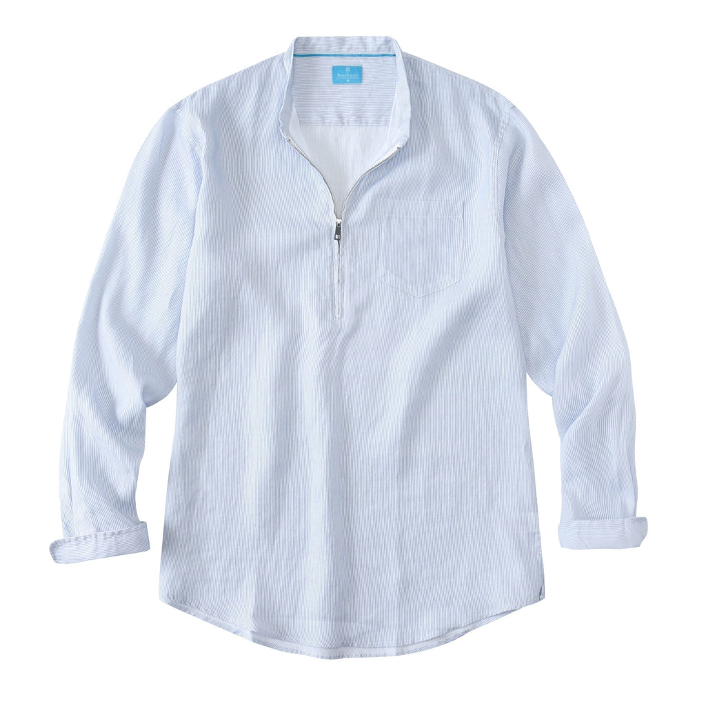 Men's 100% Linen Half-Zip Pullover Shirt button-down-shirts La Vie Bien Men's 100% Linen Half-Zip Pullover Shirt