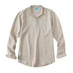 Men's 100% Linen Half-Zip Pullover Shirt button-down-shirts La Vie Bien Men's 100% Linen Half-Zip Pullover Shirt