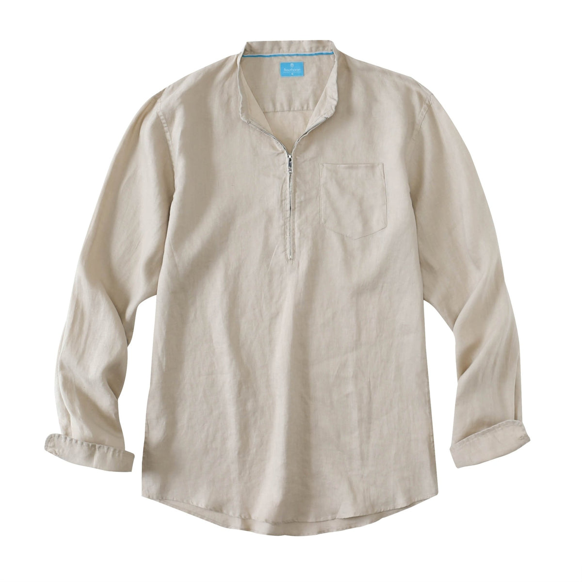 Men's 100% Linen Half-Zip Pullover Shirt button-down-shirts La Vie Bien Men's 100% Linen Half-Zip Pullover Shirt