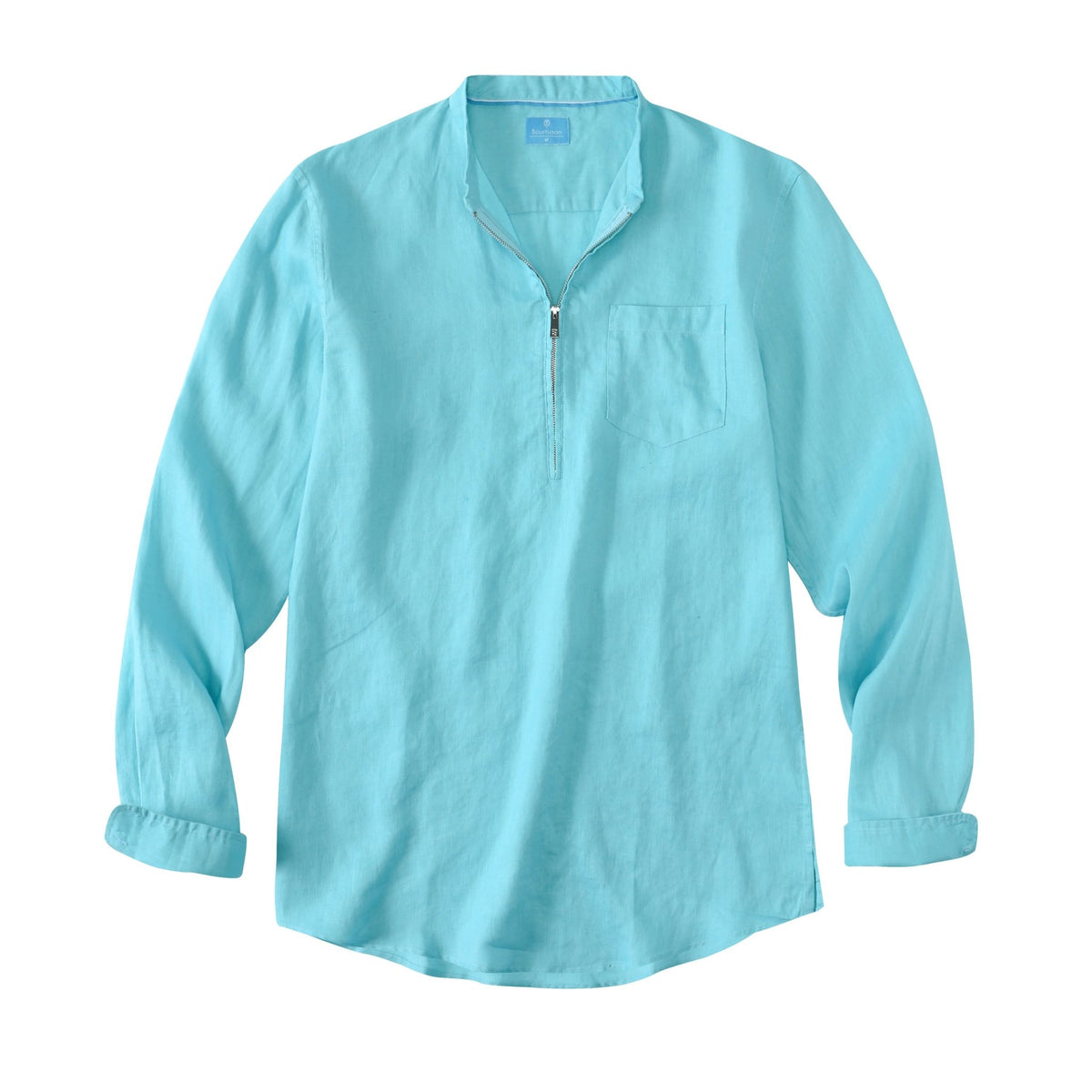 Men's 100% Linen Half-Zip Pullover Shirt button-down-shirts La Vie Bien Men's 100% Linen Half-Zip Pullover Shirt