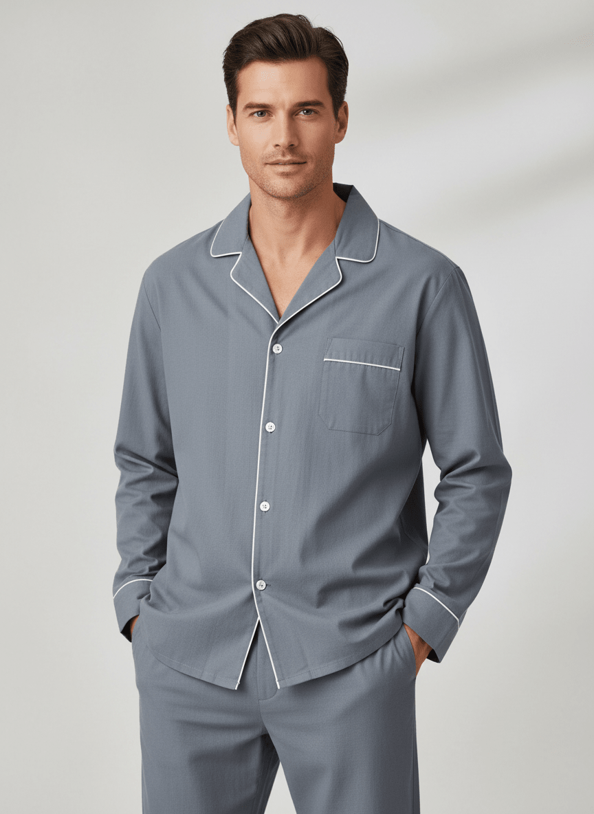 Mens 2-Piece Cooling Pajama Set made from Eucalyptus Tencel - Hypoallergenic and Eco-Friendly Fabric pajama-sets La Vie Bien Mens 2-Piece Cooling Pajama Set made from Eucalyptus Tencel - Hypoallergenic and Eco-Friendly Fabric