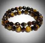 Men's 2pc. Faceted Round Tiger Eye Bracelet set