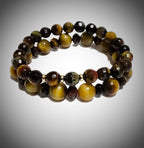 Men's 2pc. Faceted Round Tiger Eye Bracelet set