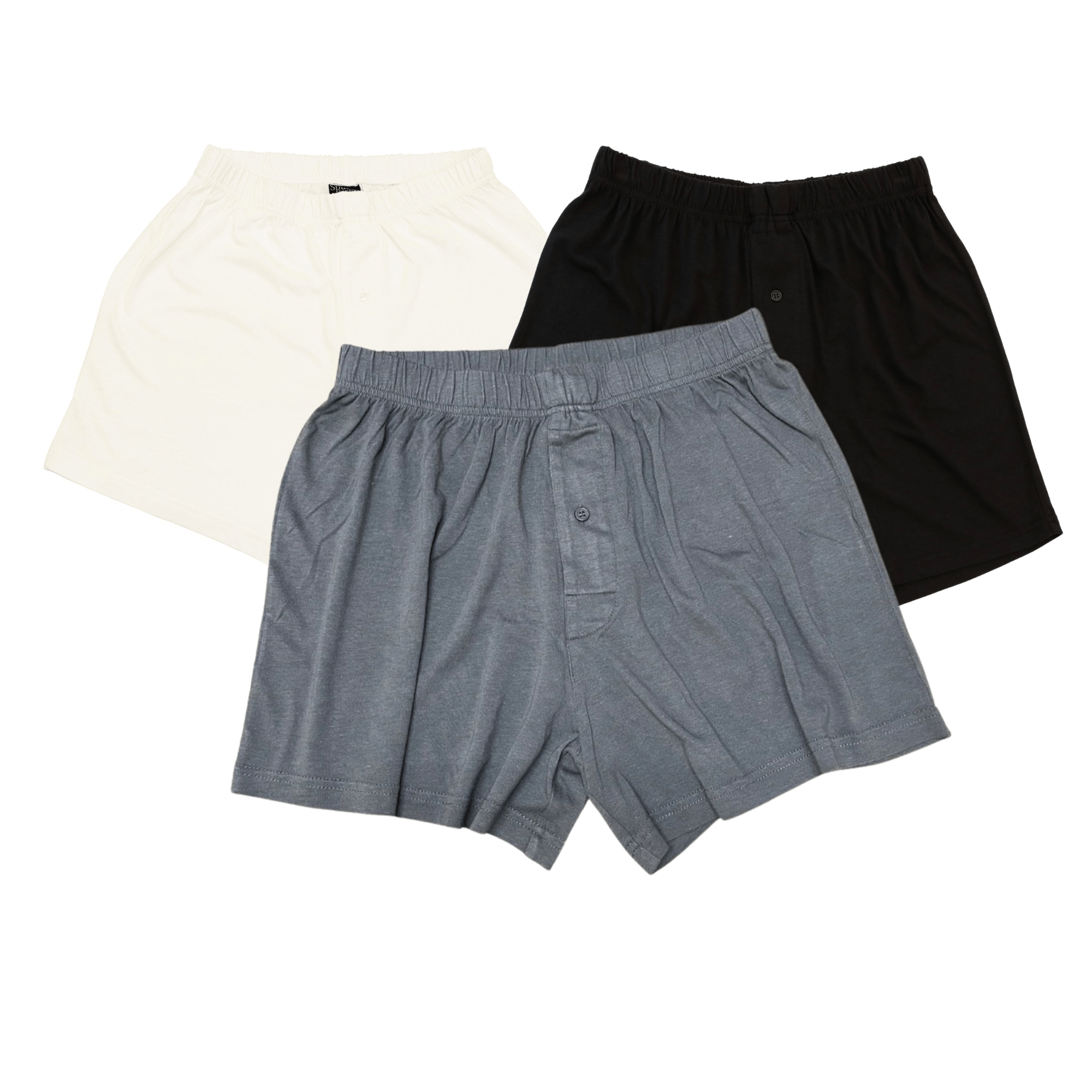 Men's Bamboo Viscose Boxers - 3 - Pack Mixed Colors - Cream, Charcoal, Black
