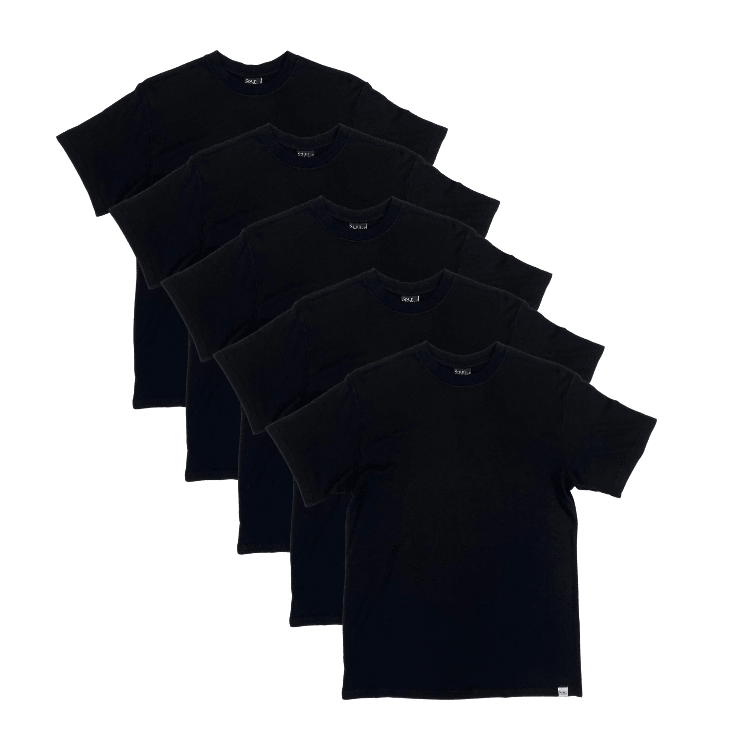 Men's Bamboo Viscose/Organic Cotton Short Sleeve T-Shirt Black Color - 5-Pack by Spun Bamboo