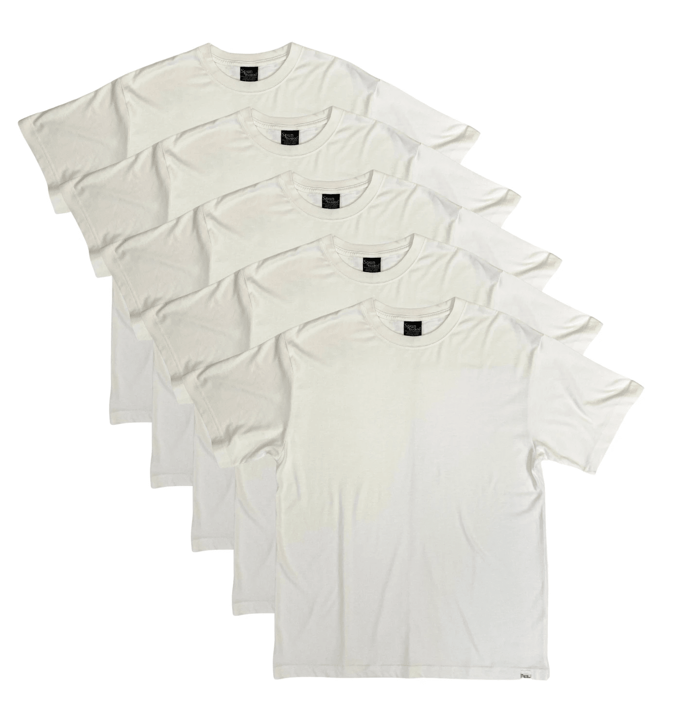 Men's Bamboo Viscose/Organic Cotton Short Sleeve T-Shirt Off White Color - 5-Pack by Spun Bamboo