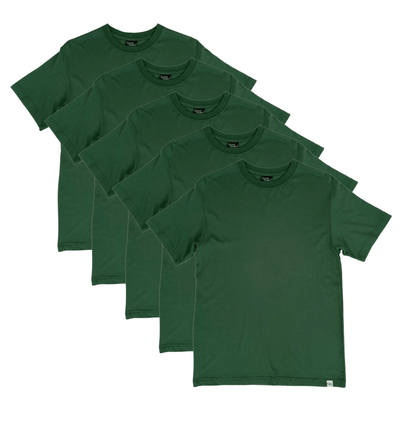 Men's Bamboo Viscose/Organic Cotton Short Sleeve T-Shirt Pine Green Color - 5-Pack by Spun Bamboo