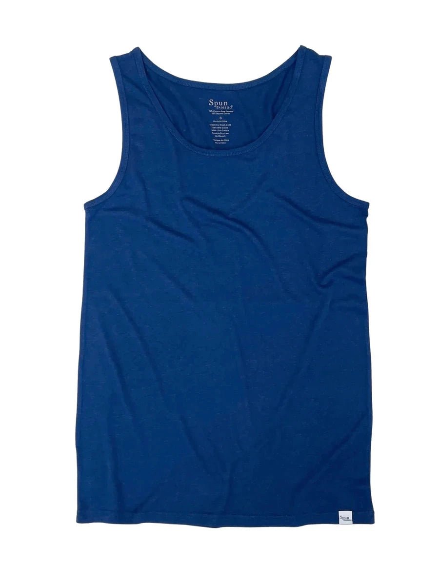Men's Bamboo Viscose/Organic Cotton Tank Top True Navy Color + Boxer Style Underwear White Color by Spun Bamboo