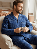 Mens Cotton Woven Double Layer Soft Pajama Sleepwear Set pajama-sets La Vie Bien Mens Cotton Woven Double Layer Soft Pajama Sleepwear Set