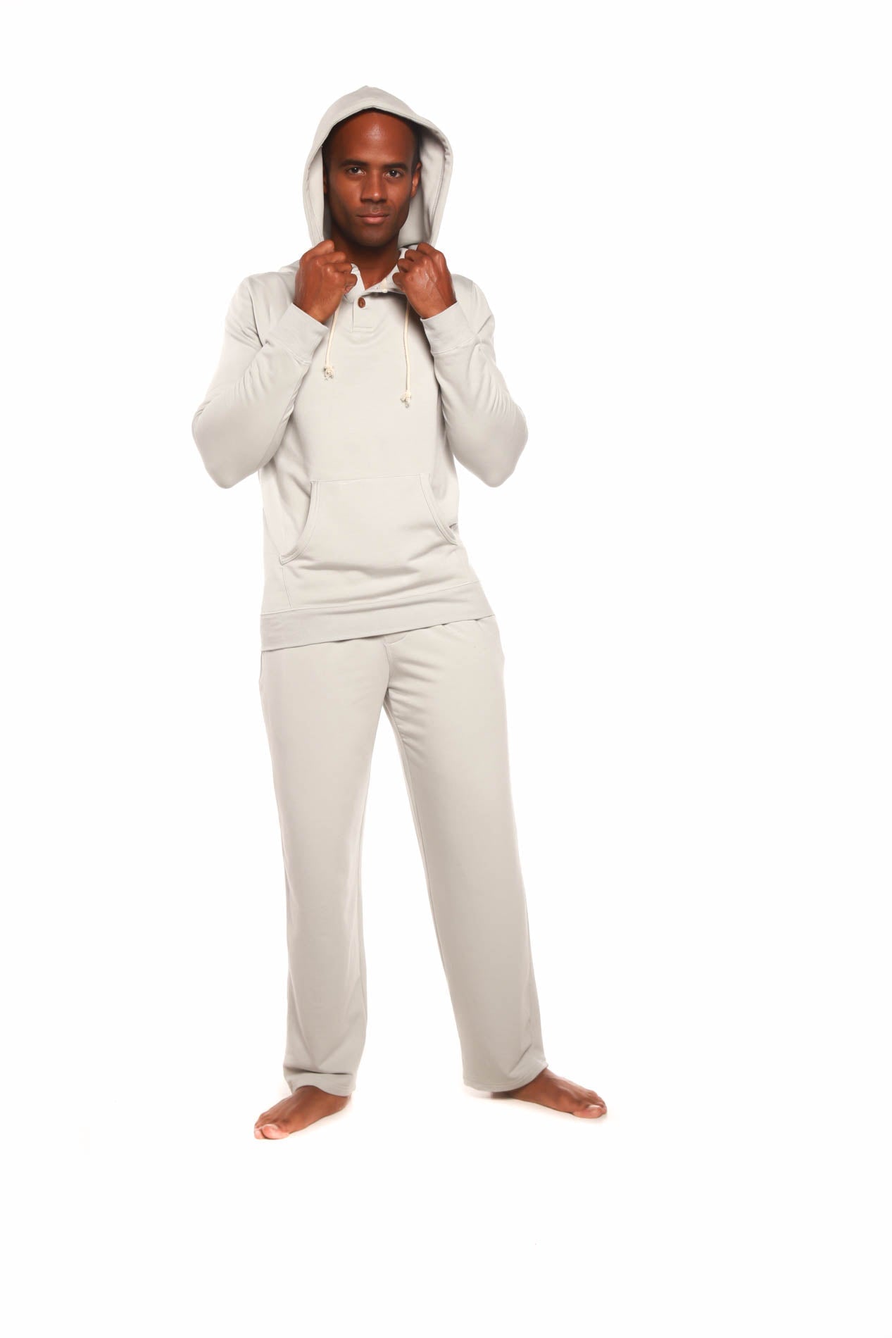 Men's Henley Style Bamboo Viscose Fleece Hoodie + Fleece Lounge Pants mens hoodie La Vie Bien Men's Henley Style Bamboo Viscose Fleece Hoodie + Fleece Lounge Pants