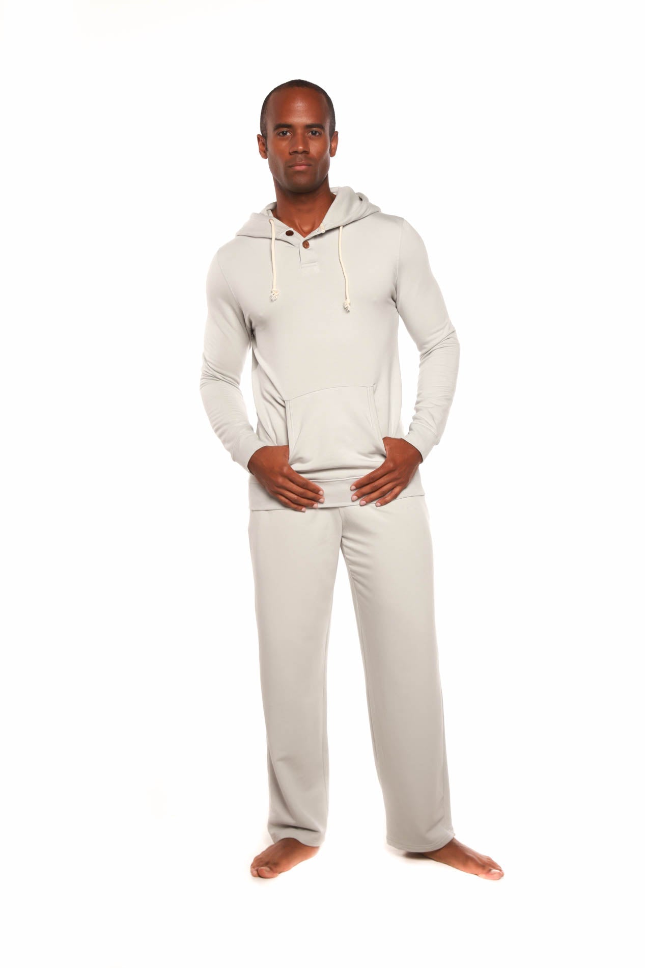 Men's Henley Style Bamboo Viscose Fleece Hoodie + Fleece Lounge Pants mens hoodie La Vie Bien Men's Henley Style Bamboo Viscose Fleece Hoodie + Fleece Lounge Pants