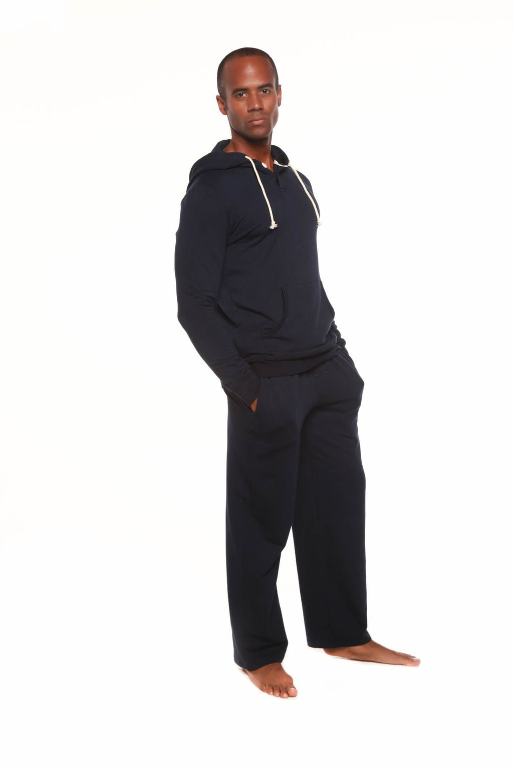 Men's Henley Style Bamboo Viscose Fleece Hoodie + Fleece Lounge Pants mens hoodie La Vie Bien Men's Henley Style Bamboo Viscose Fleece Hoodie + Fleece Lounge Pants