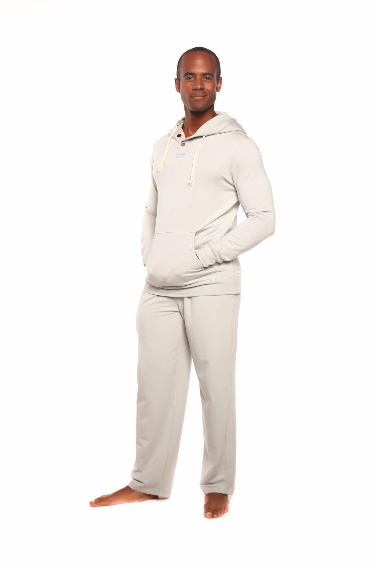 Men's Henley Style Bamboo Viscose Fleece Hoodie + Fleece Lounge Pants mens hoodie La Vie Bien Men's Henley Style Bamboo Viscose Fleece Hoodie + Fleece Lounge Pants