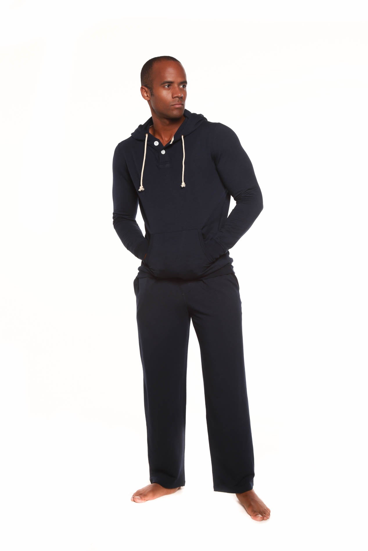 Men's Henley Style Bamboo Viscose Fleece Hoodie + Fleece Lounge Pants mens hoodie La Vie Bien Men's Henley Style Bamboo Viscose Fleece Hoodie + Fleece Lounge Pants
