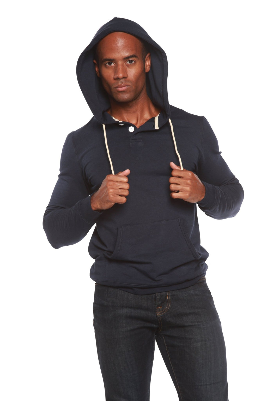 Men's Henley Style Bamboo Viscose Fleece Hoodie mens hoodie La Vie Bien Men's Henley Style Bamboo Viscose Fleece Hoodie