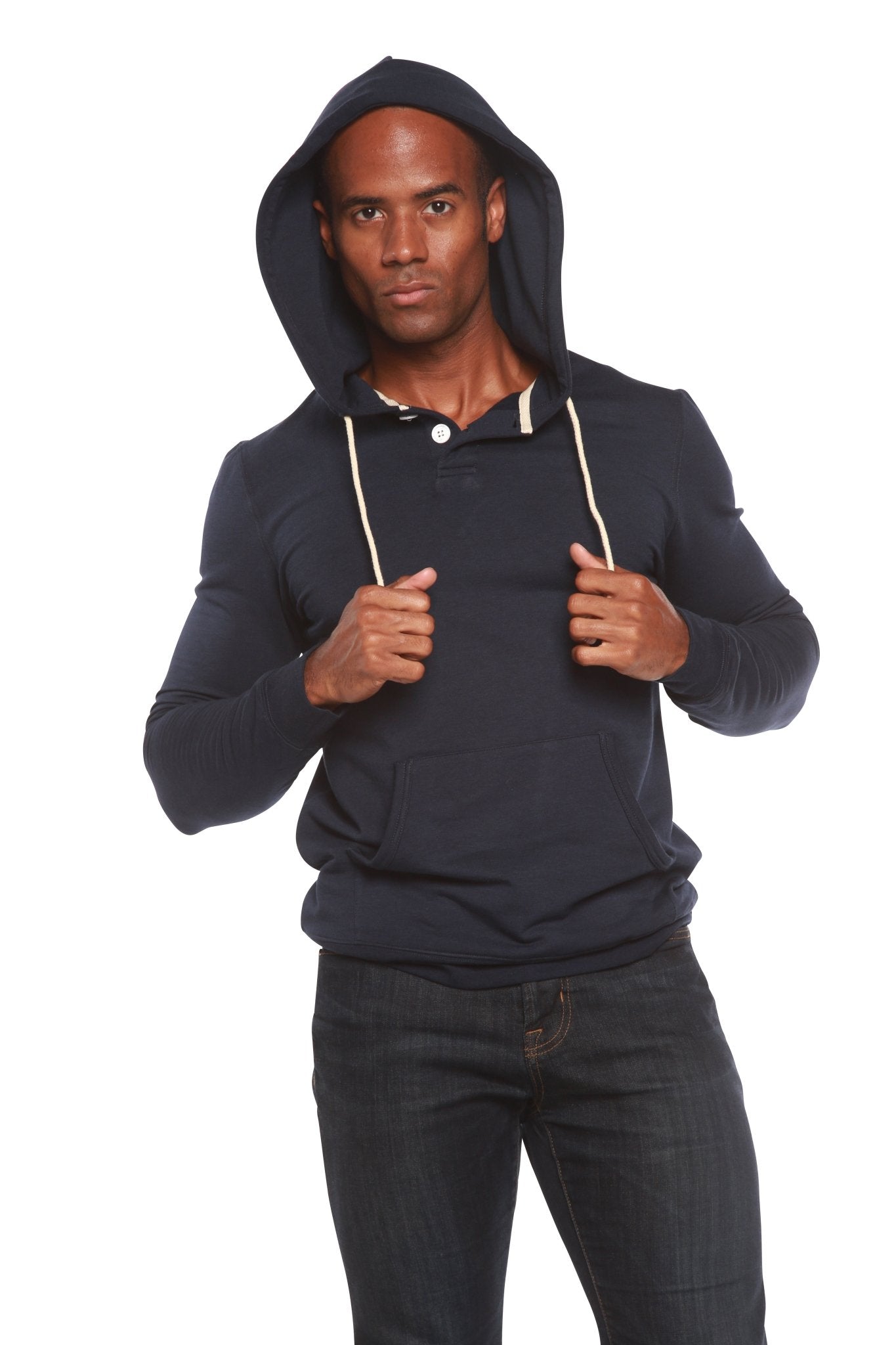 Men's Henley Style Bamboo Viscose Fleece Hoodie mens hoodie La Vie Bien Men's Henley Style Bamboo Viscose Fleece Hoodie