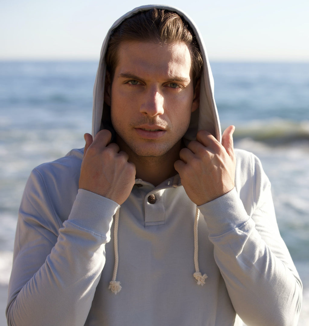 Men's Henley Style Bamboo Viscose Fleece Hoodie mens hoodie La Vie Bien Men's Henley Style Bamboo Viscose Fleece Hoodie