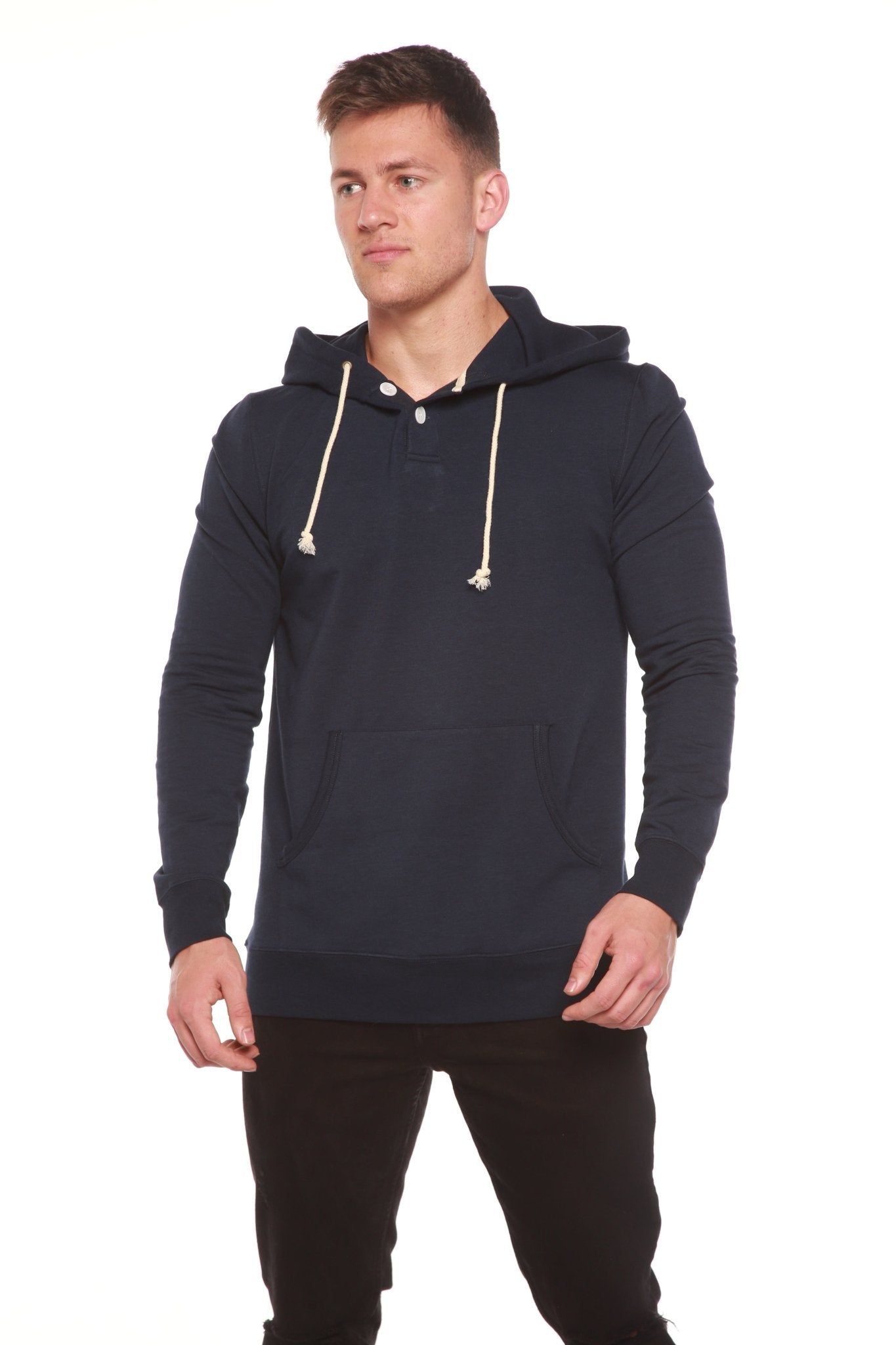 Men's Henley Style Bamboo Viscose Fleece Hoodie mens hoodie La Vie Bien Men's Henley Style Bamboo Viscose Fleece Hoodie