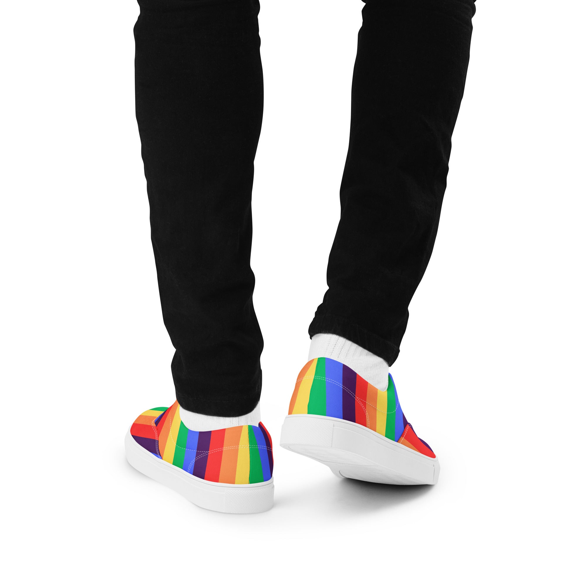 Men’s rainbow stripes lace-up canvas shoes