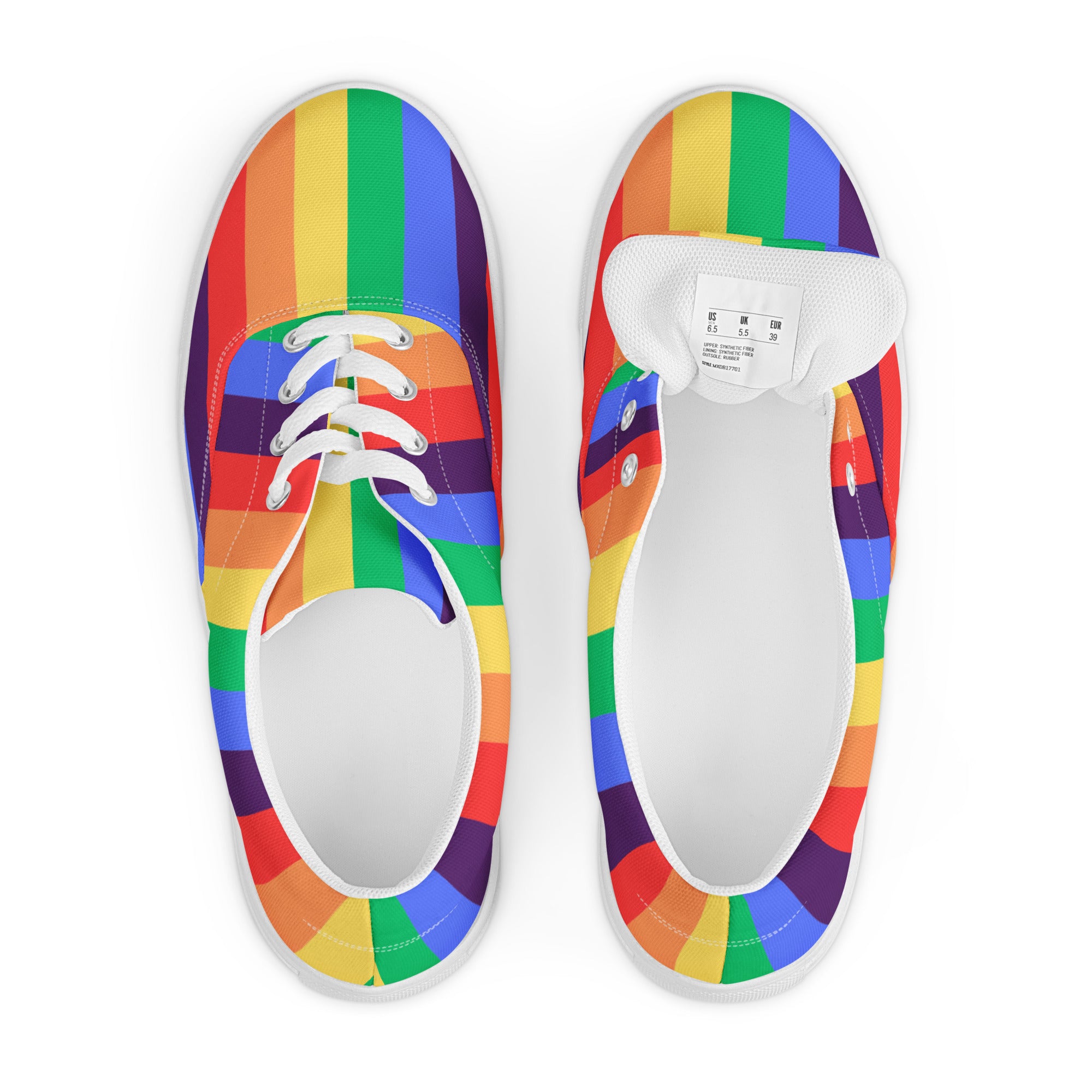 Men’s rainbow stripes lace-up canvas shoes