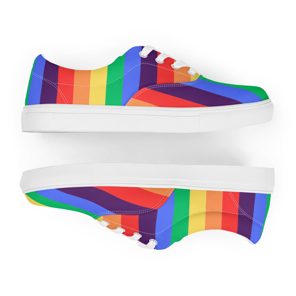 Men’s rainbow stripes lace-up canvas shoes