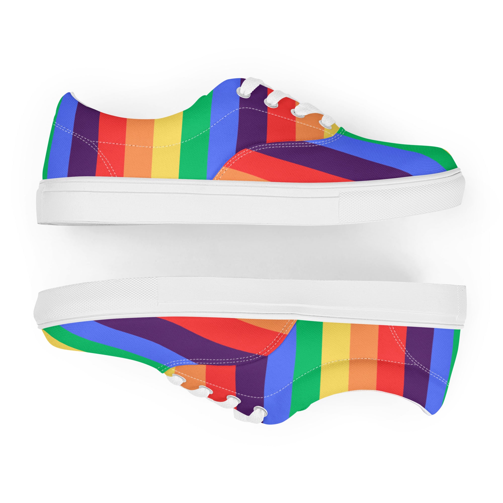 Men’s rainbow stripes lace-up canvas shoes