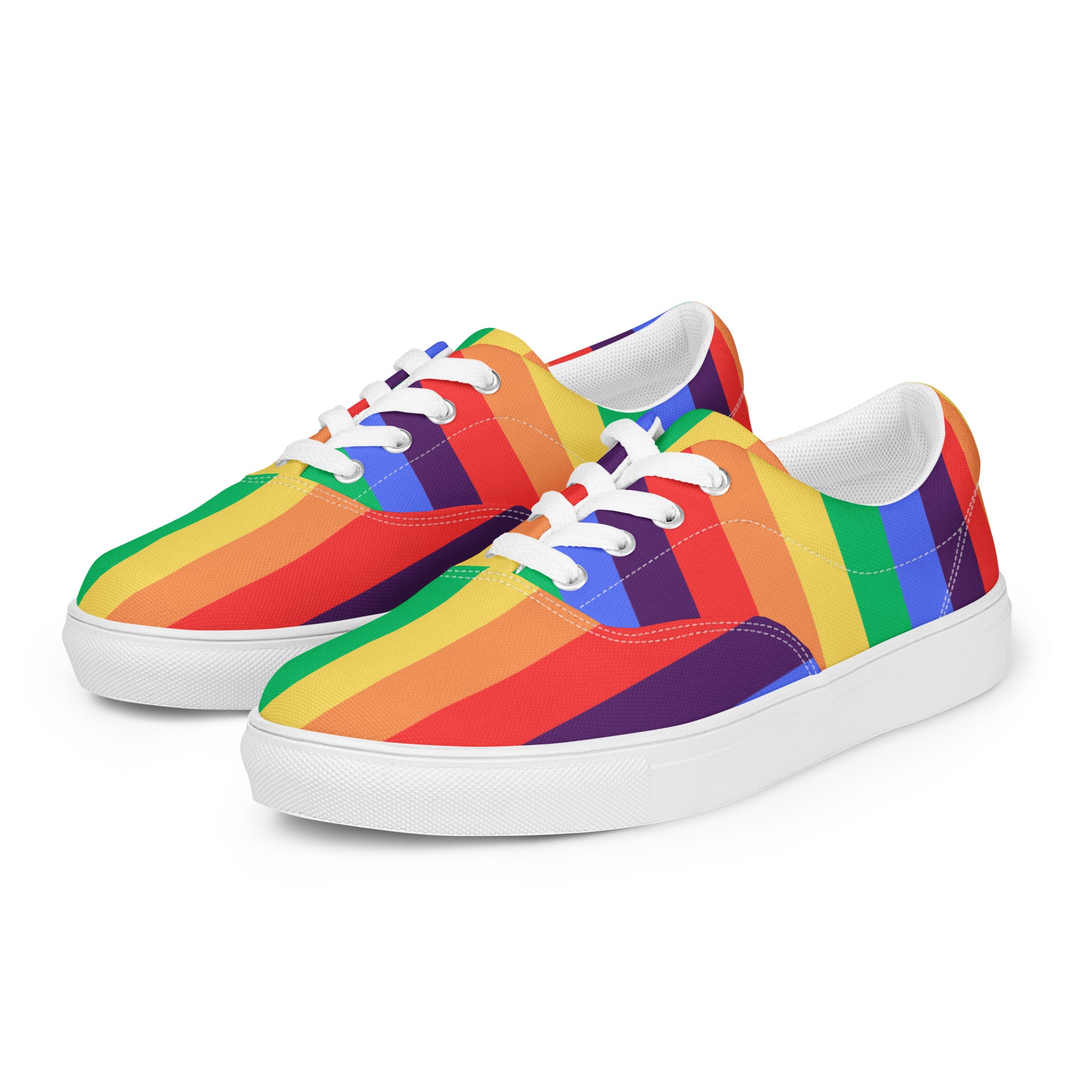 Men’s rainbow stripes lace-up canvas shoes