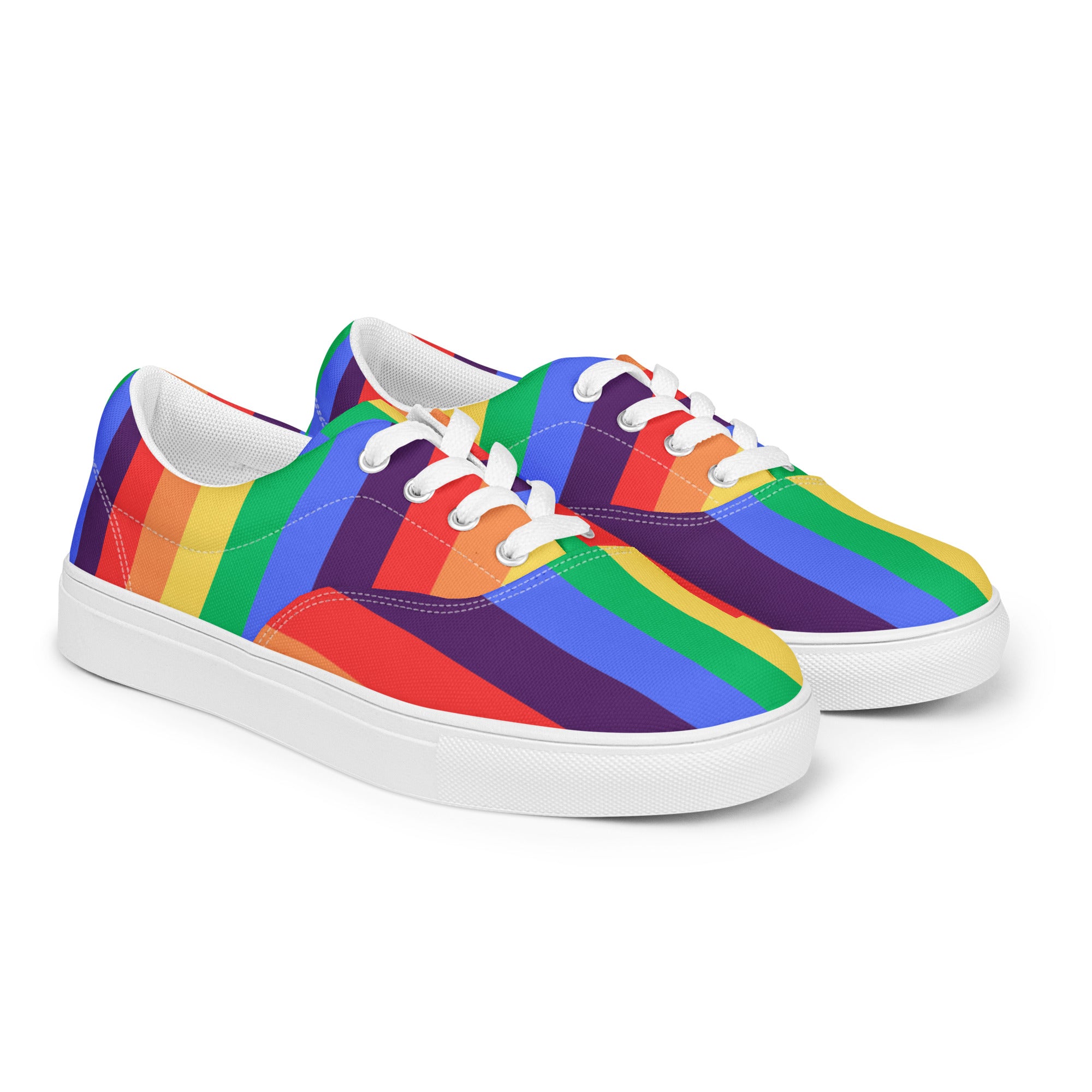 Men’s rainbow stripes lace-up canvas shoes