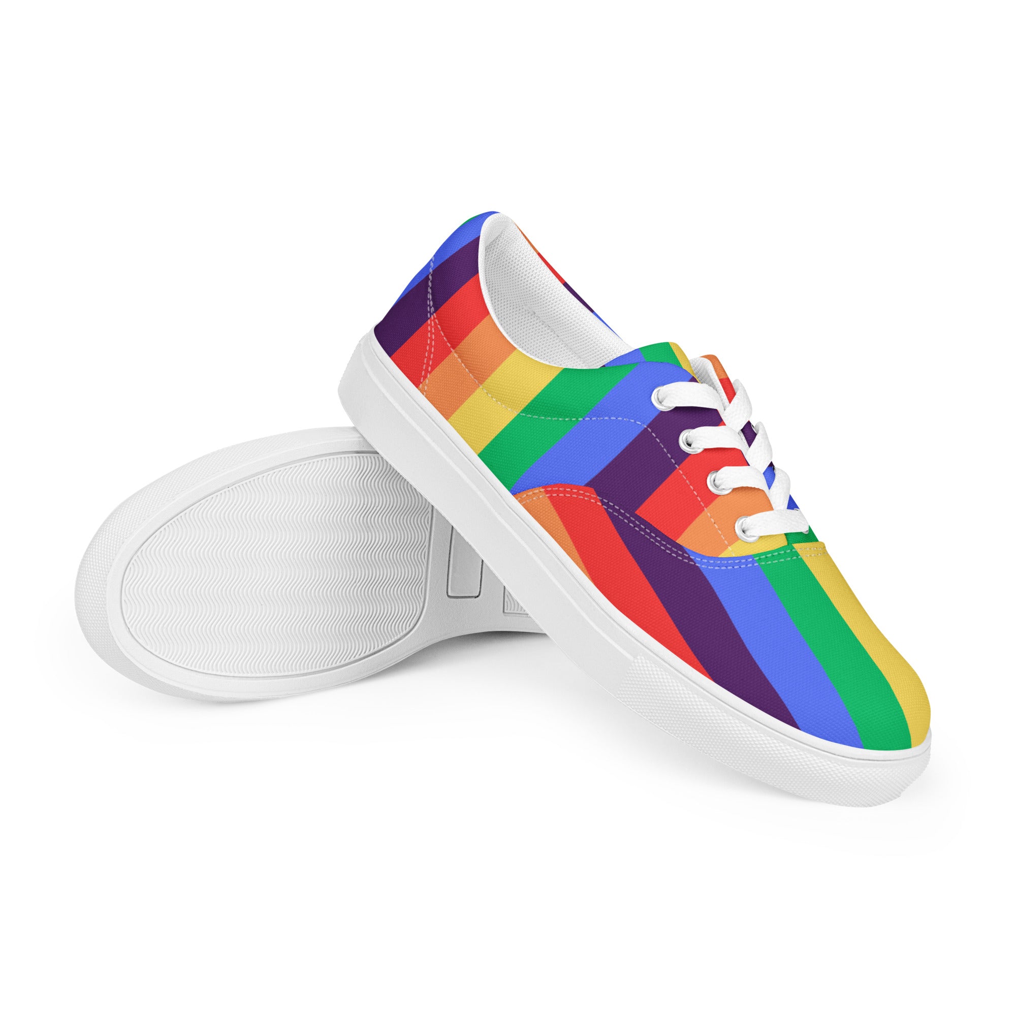 Men’s rainbow stripes lace-up canvas shoes