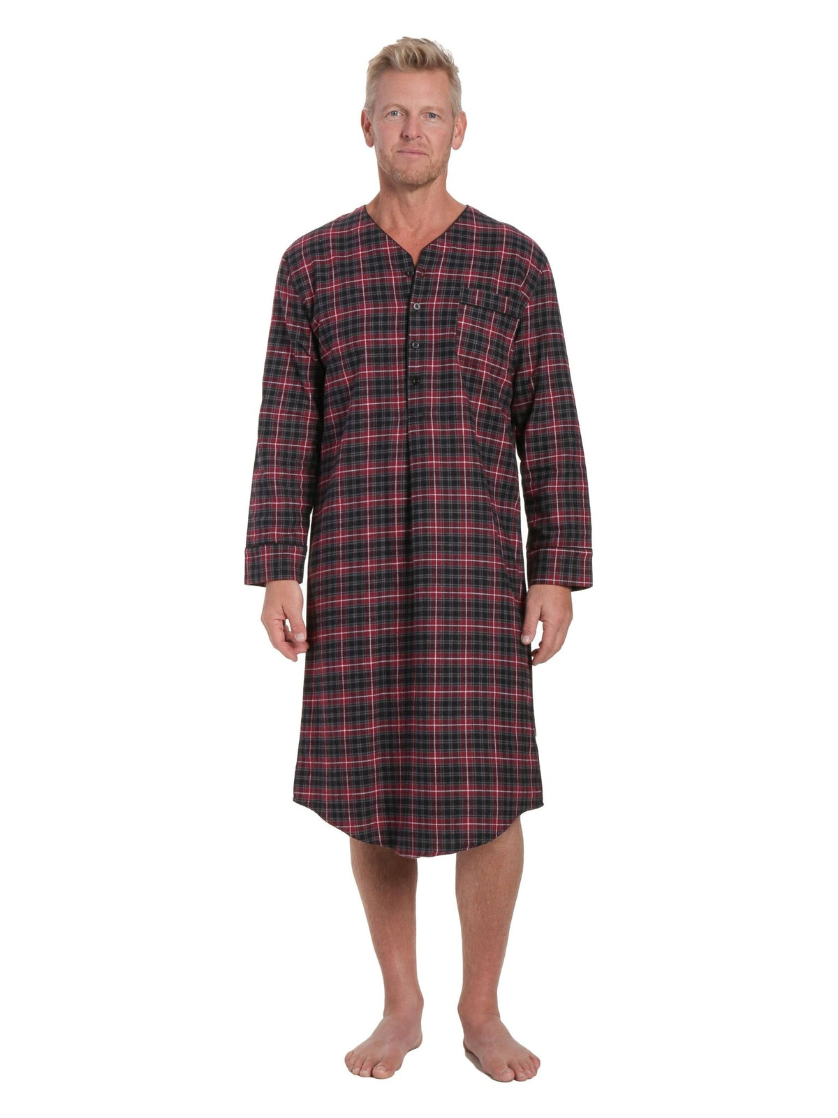 Mens Nightshirt - 100% Cotton Flannel Mens Nightshirts for Sleeping pajama-tops La Vie Bien Mens Nightshirt - 100% Cotton Flannel Mens Nightshirts for Sleeping