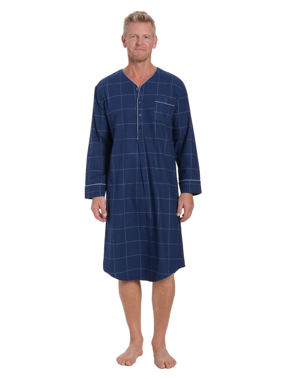 Mens Nightshirt - 100% Cotton Flannel Mens Nightshirts for Sleeping pajama-tops La Vie Bien Mens Nightshirt - 100% Cotton Flannel Mens Nightshirts for Sleeping
