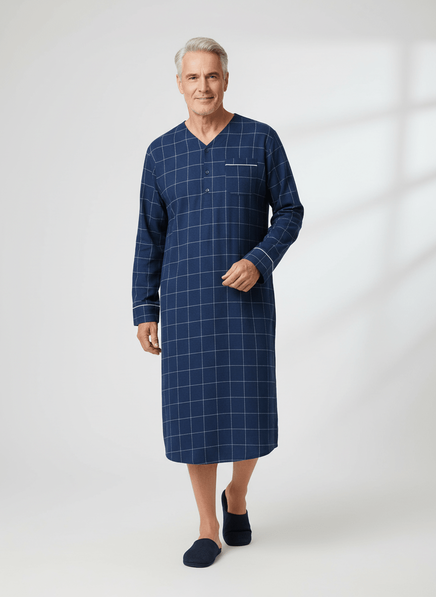 Mens Nightshirt - 100% Cotton Flannel Mens Nightshirts for Sleeping pajama-tops La Vie Bien Mens Nightshirt - 100% Cotton Flannel Mens Nightshirts for Sleeping