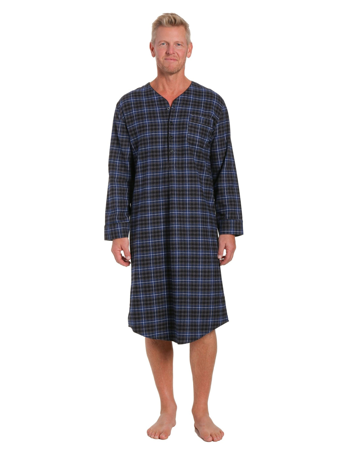 Mens Nightshirt - 100% Cotton Flannel Mens Nightshirts for Sleeping pajama-tops La Vie Bien Mens Nightshirt - 100% Cotton Flannel Mens Nightshirts for Sleeping