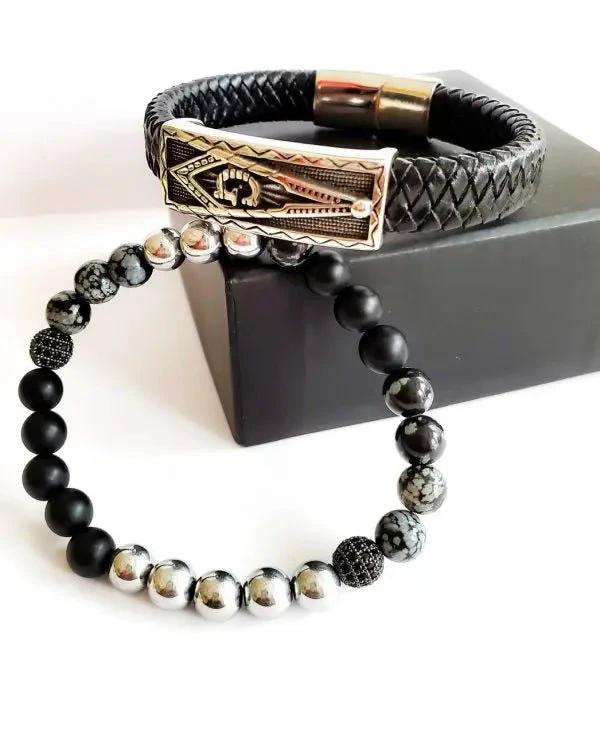 Men's "Onyx" Masonic Bracelet set by L.Signature Collection by L.Styles